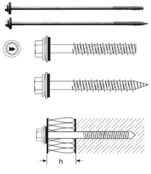 Шурупы по бетону HARPOON HC-R для крепления сэндвич-панели